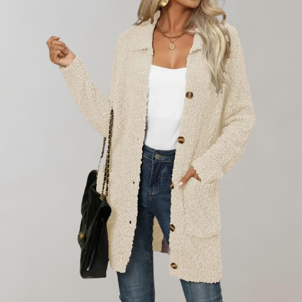 Stijlvol damesvest Branka, multicolor met zakken. Ideaal voor een comfortabele najaars- en winterlook.