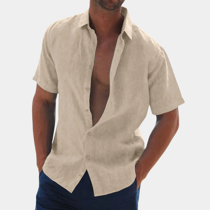 Casual korte mouwen herenhemd van linnen, comfortabel en stijlvol. Ideaal zomer overhemd voor mannen.