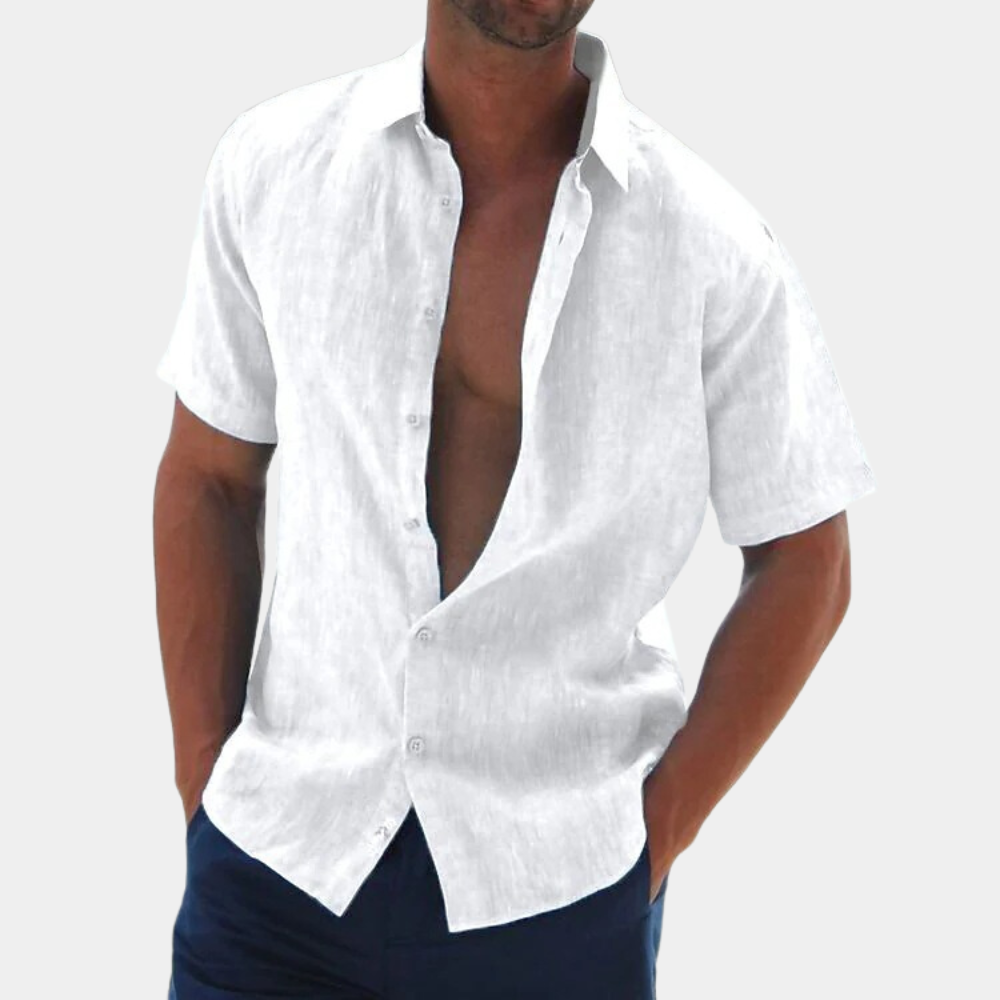 Stijlvol herenhemd met korte mouwen van luchtig linnen. Perfect voor een casual zomerse look en comfort.