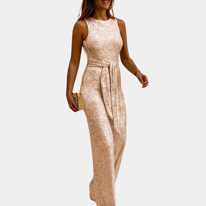 Chique dames glitter jumpsuit van Hoymans, perfect voor feestelijke gelegenheden en een modieuze uitstraling.