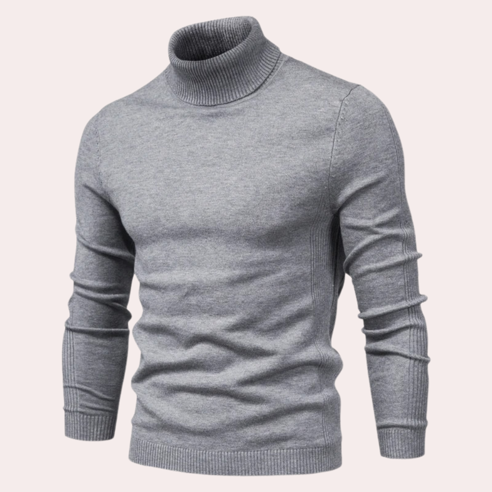 Modieuze slim fit coltrui voor heren, benadrukt een stijlvolle look. Ideaal voor herenmode laagjes.