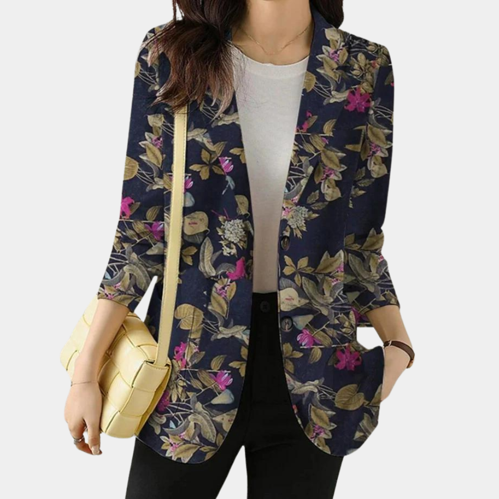 Elegante dames gebloemde blazer, perfect voor lente/zomer outfits. Trendy jasje uit de nieuwe collectie.