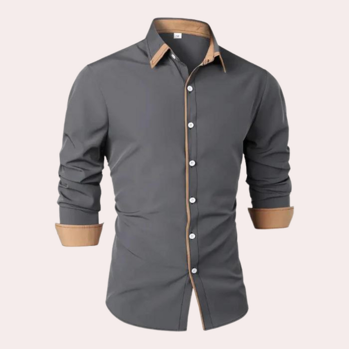 Luchtig heren strandshirt, slim fit met trendy print. Comfortabel voor warme zomerdagen.
