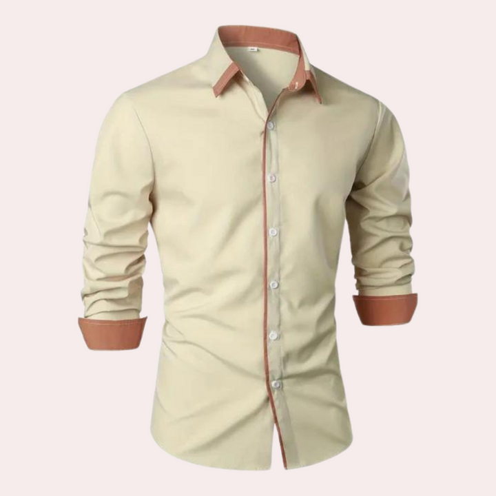 Heren slim fit strandshirt met stijlvolle print. Perfect voor zomerse casual outfits en vakantie.