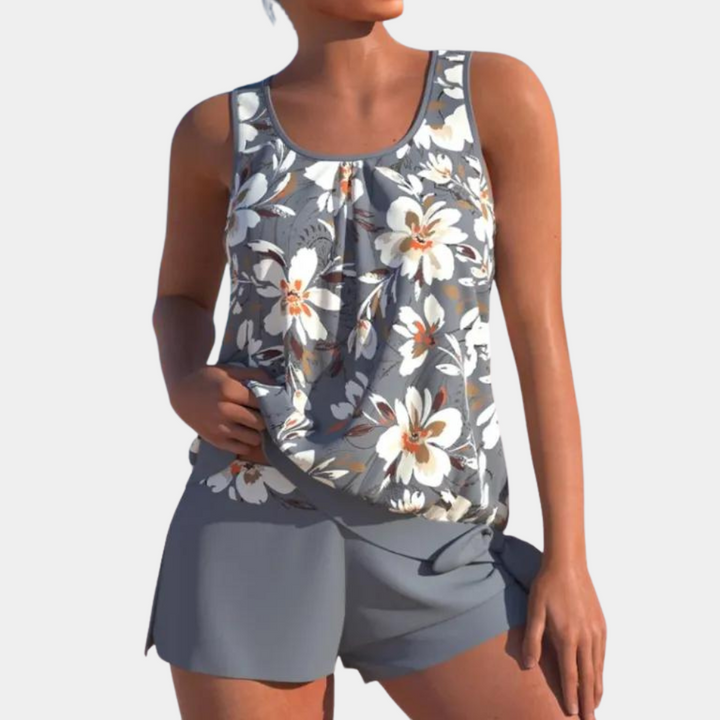 Hoymans damesbadpak, flatterend door print en snit, ideale zwemkleding en strandkleding voor de zomer.