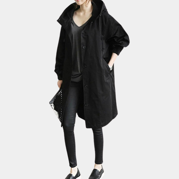 Stijlvolle seizoensjas Alessia, lange damesjas voor winter, lente en casual gebruik.