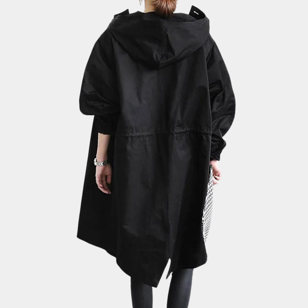 Trendy winddichte lange damesjas met capuchon, ideaal voor lente en winter.