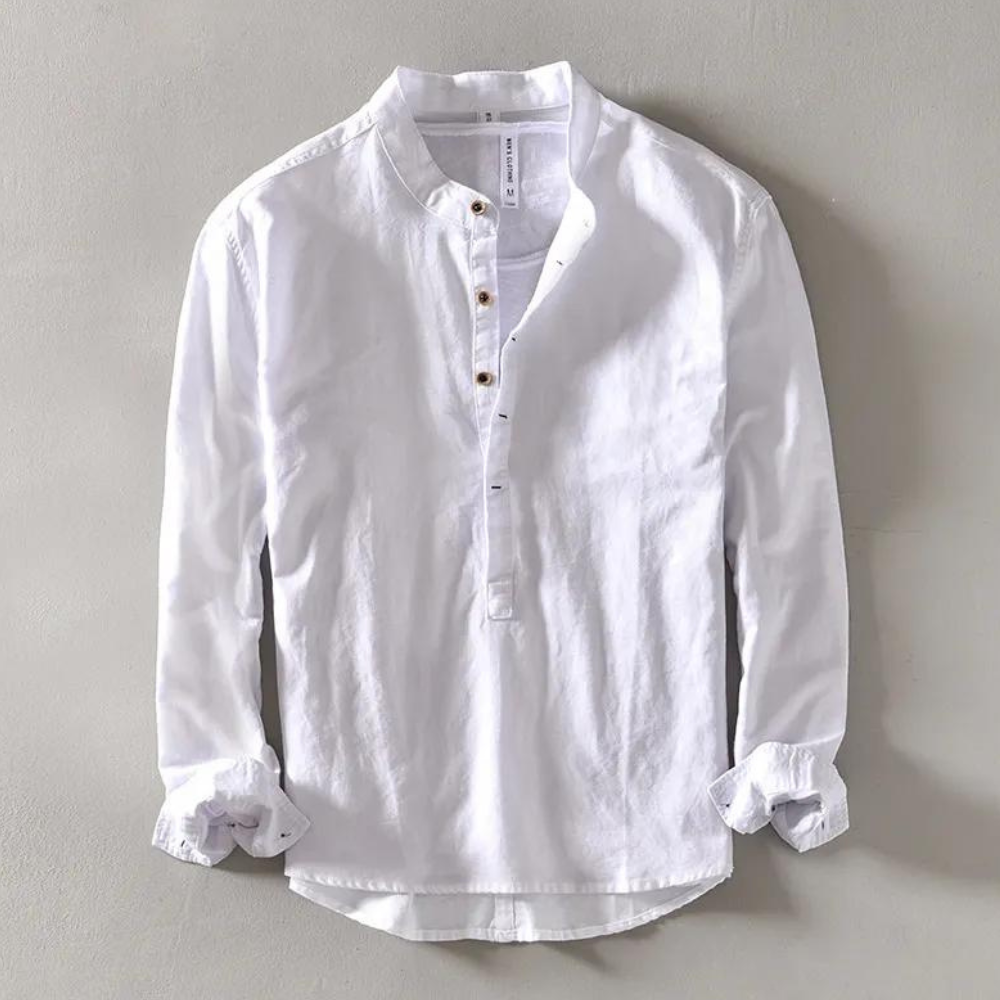 Luchtig Hoymans herenoverhemd met stijlvolle mandarin kraag, ideaal voor casual zomer mode.