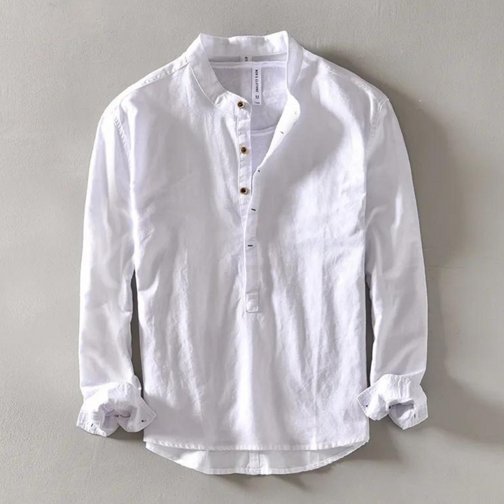 Luchtig Hoymans herenoverhemd met stijlvolle mandarin kraag, ideaal voor casual zomer mode.