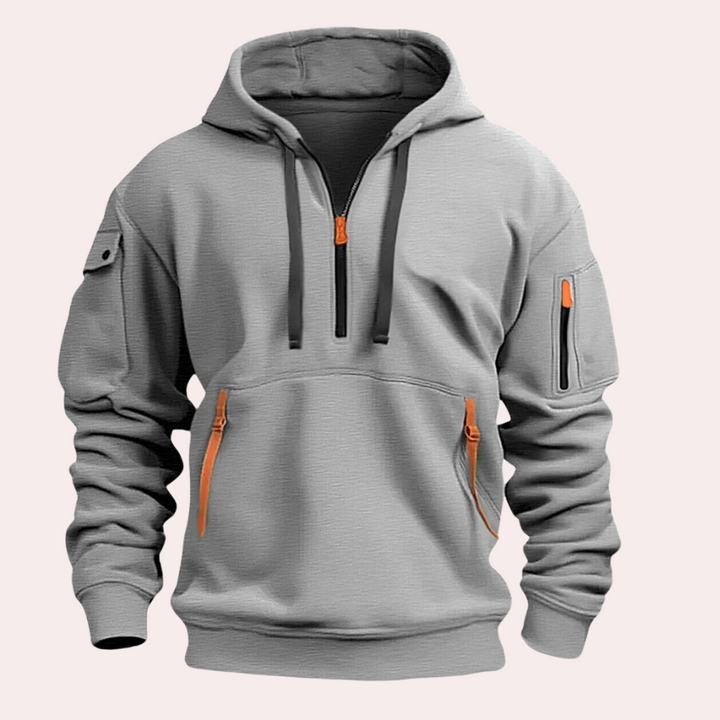 Comfortabele heren capuchon hoodie met halve rits, zacht sweatshirt perfect als casual kleding en voor sportieve activiteiten.