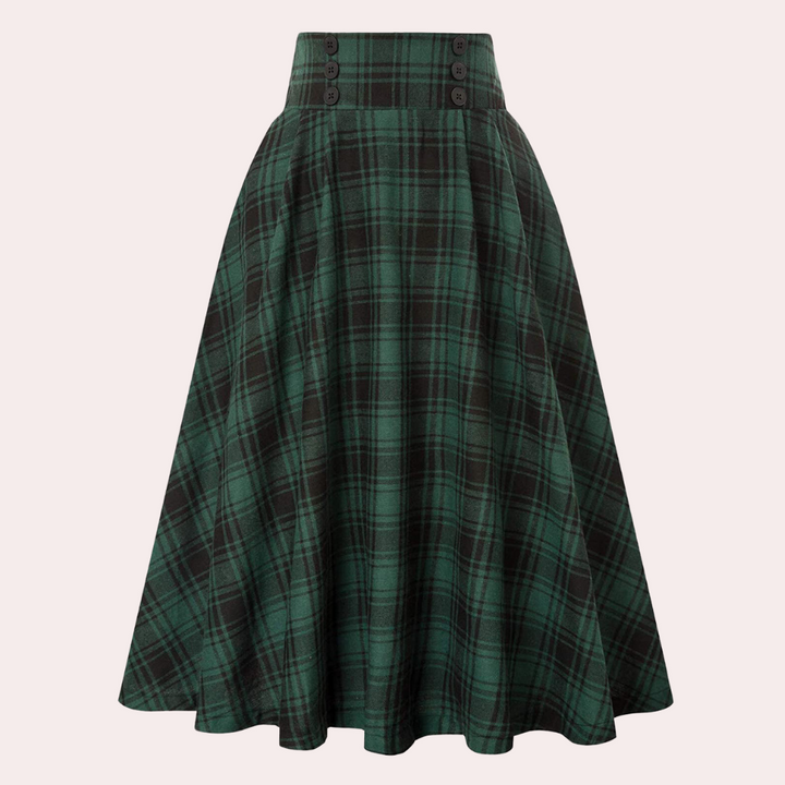 Tijdloze dames high-waist A-lijn rok met ruitprint, veelzijdig en comfortabel voor elke gelegenheid.