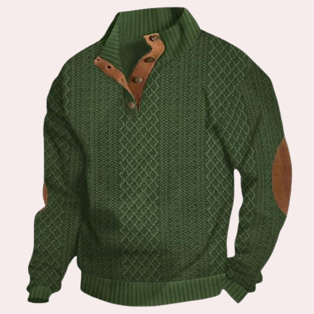 Stijlvolle casual herentrui Dany met knoopsluiting. Comfortabele herenmode voor koude dagen.