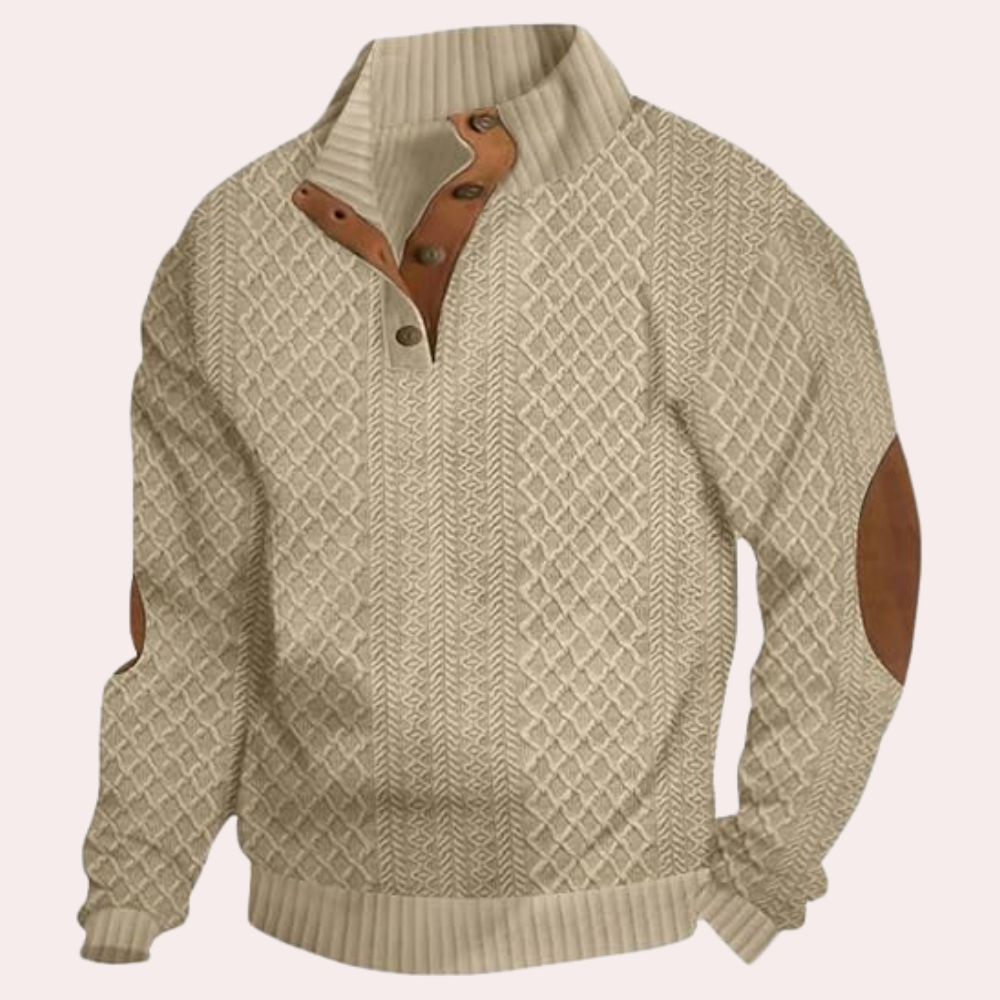 Comfortabele warme wintertrui voor mannen. Herentrui Dany met knoopsluiting, ideaal voor een casual look.