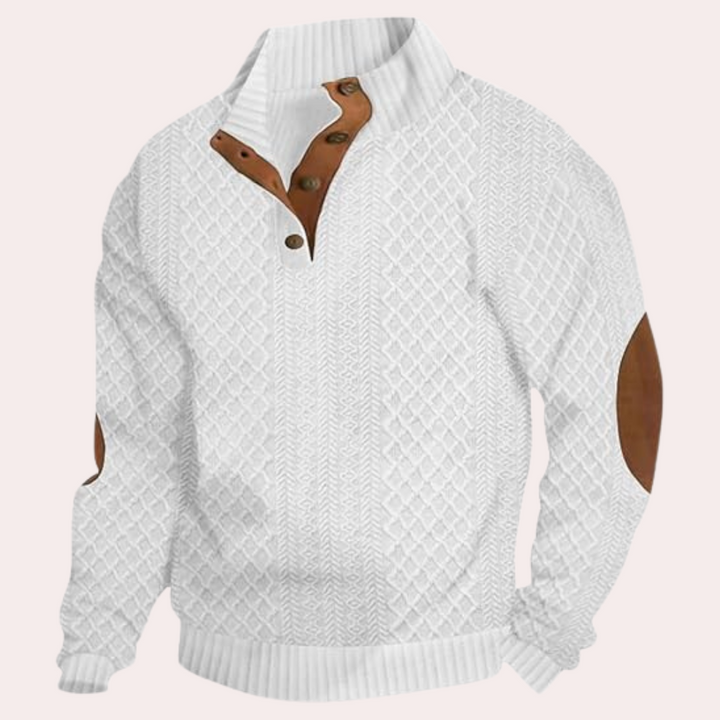Warme casual herentrui met knoopsluiting, perfect voor winter en herfst.
