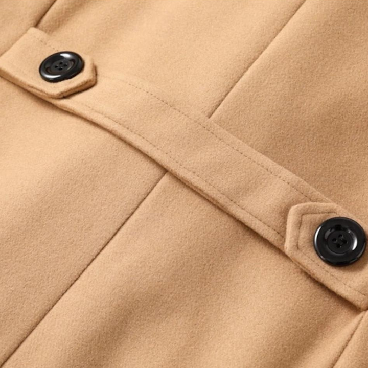 Duurzame heren winterjas Victor. Kwalitatieve wolmix jas, tijdloos en warm. Essentiële bovenkleding voor heren in de winter.