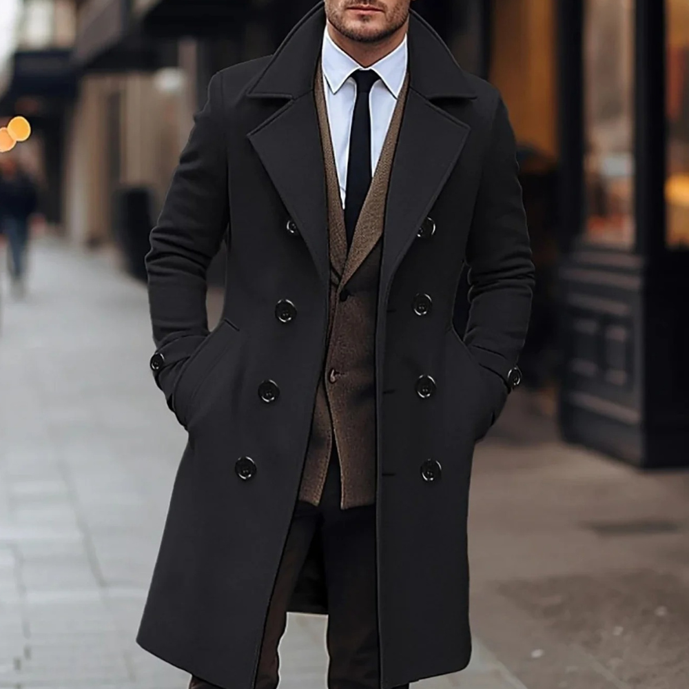 Stijlvolle warme heren winterjas Victor. Warme wolmix jas met tijdloos design, perfect voor herenmode in de winter.