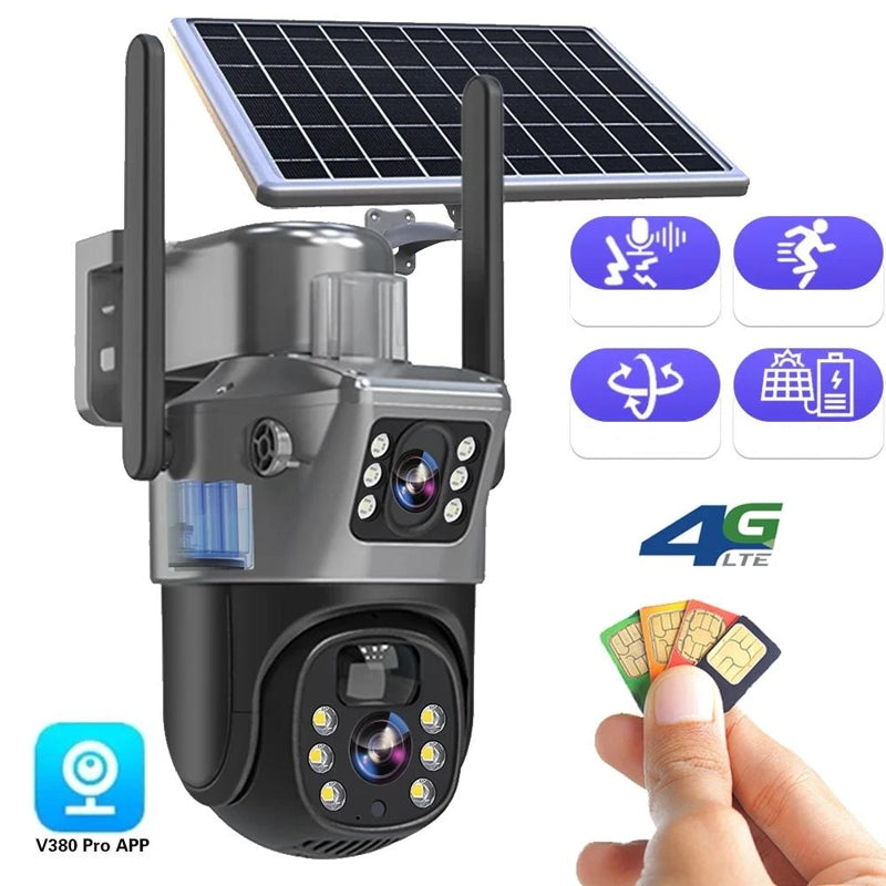 Scherpe 4K draadloze camera met zonnepaneel voor buiten. Biedt helder nachtzicht en bewegingsdetectie.