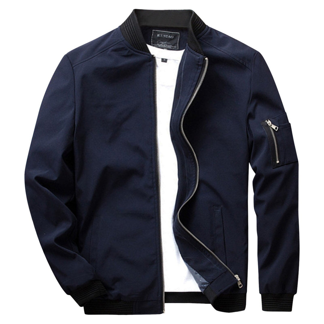 Donkerblauw heren bomberjack, nieuwe collectie, stijlvol en comfortabel, perfecte herenjas.