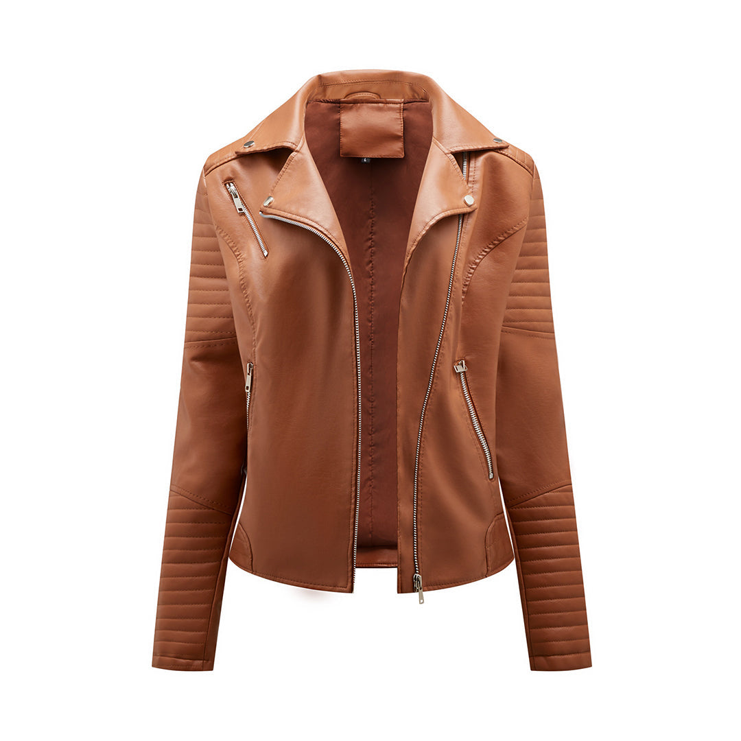 Chic leren jack voor dames, tijdloos design met moderne rits. Onmisbare bovenkleding, stijlvol & comfortabel.