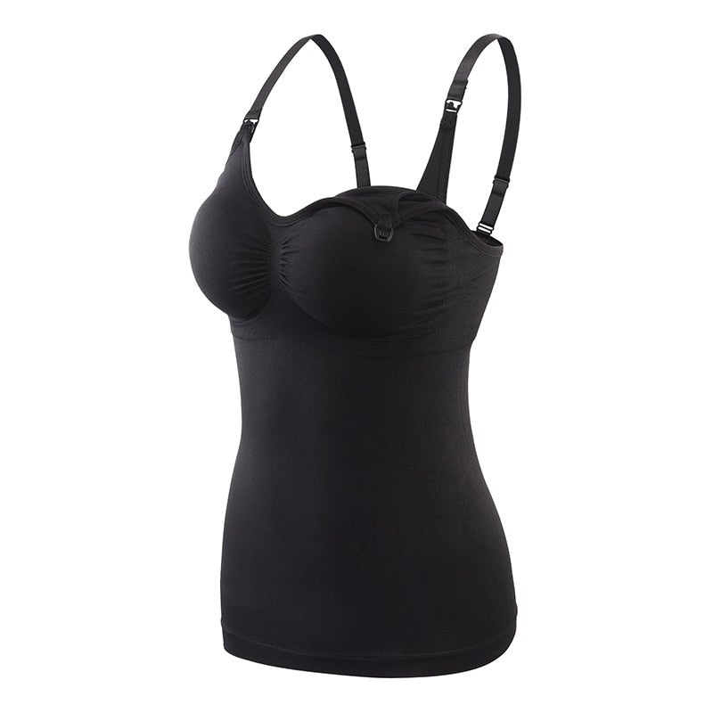 Zwarte naadloze voedingsbh met stretch, perfect voor borstvoeding en dagelijks comfort.