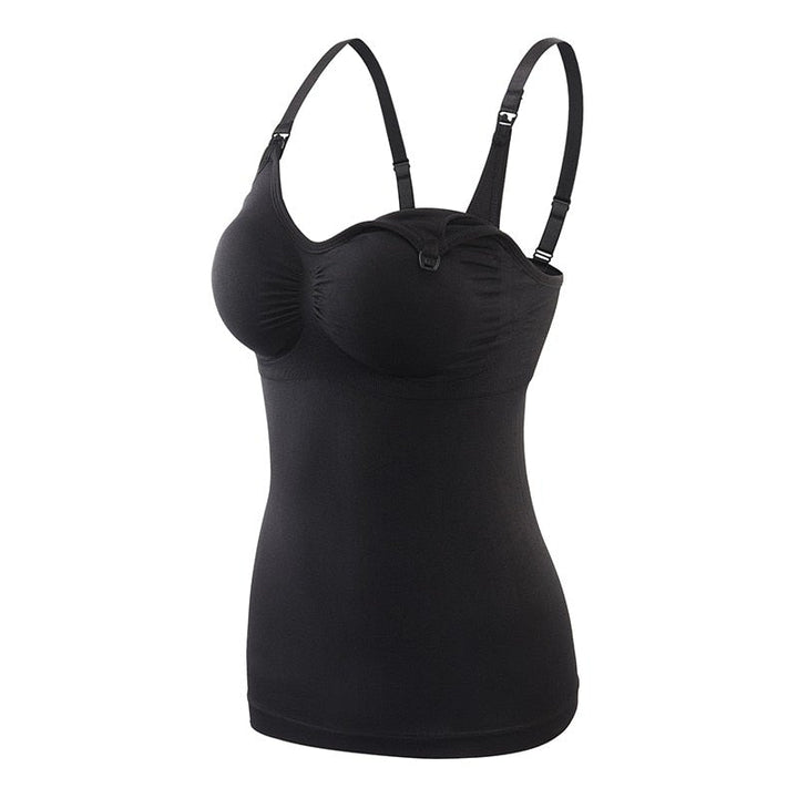 Zwarte naadloze voedingsbh met stretch, perfect voor borstvoeding en dagelijks comfort.