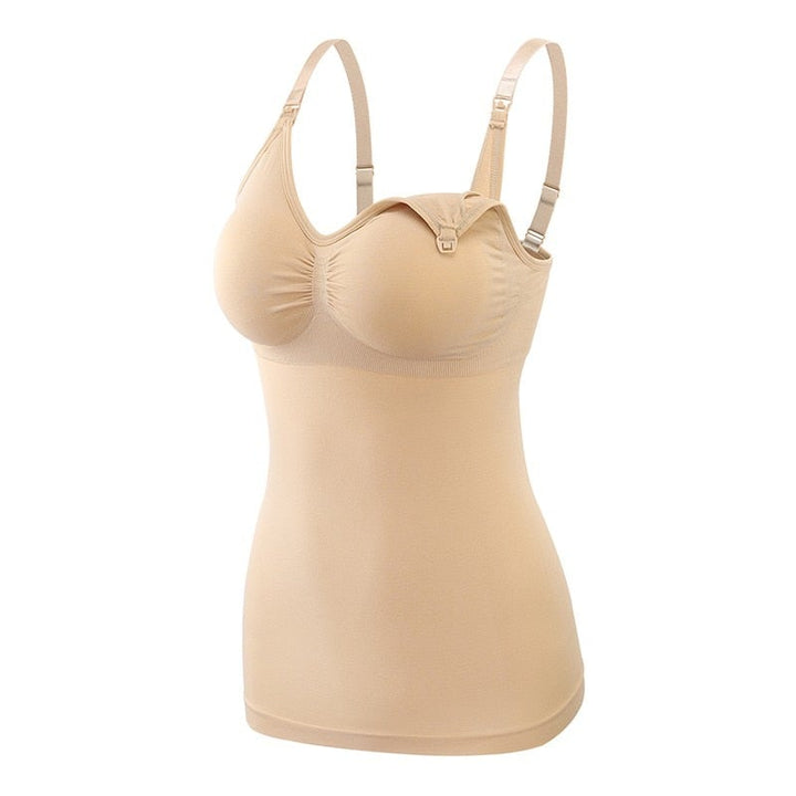 Beige zachte dames voedingsbh, naadloos ontwerp voor optimaal comfort en ondersteuning.
