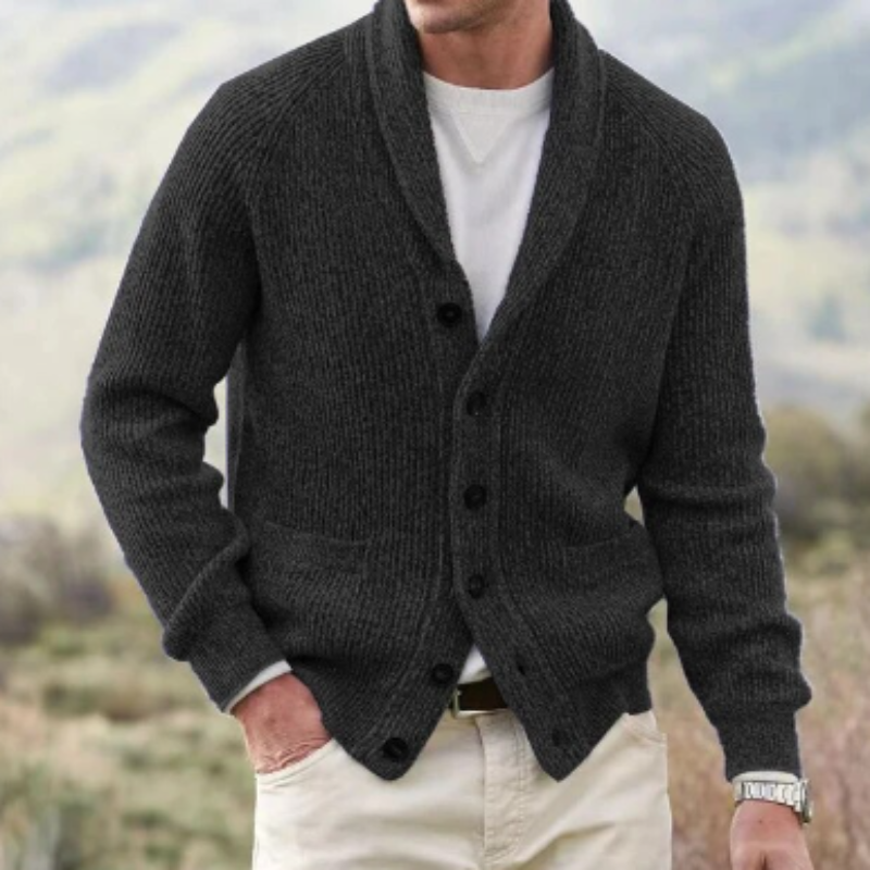 Comfortabel heren vest met ribstructuur en knoopsluiting. Perfect casual cardigan voor koude dagen.
