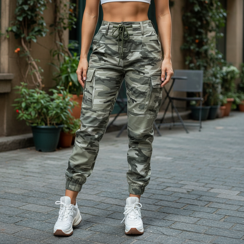 Modieuze dames cargobroek Annemarie met praktische zakken, ideaal voor een casual herfstlook.
