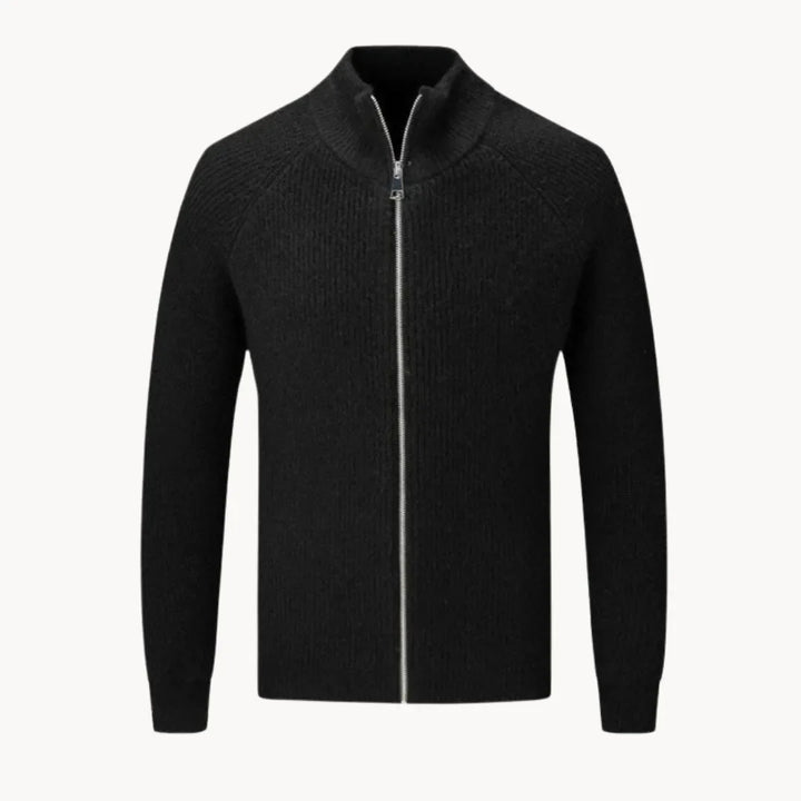Heren bovenkleding: comfortabel cashmere ritsvest met opstaande kraag voor koudere seizoenen.