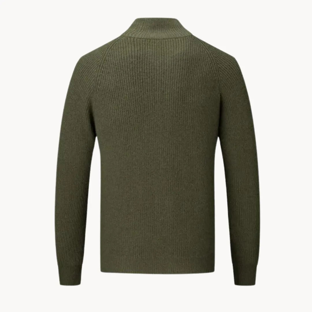 Luxe cashmere heren ritsvest met opstaande kraag, veelzijdig voor herfst en winter.