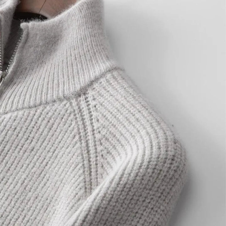 Veelzijdig heren ritsvest van zacht cashmere, met kraag, voor stijlvolle herfstlooks.