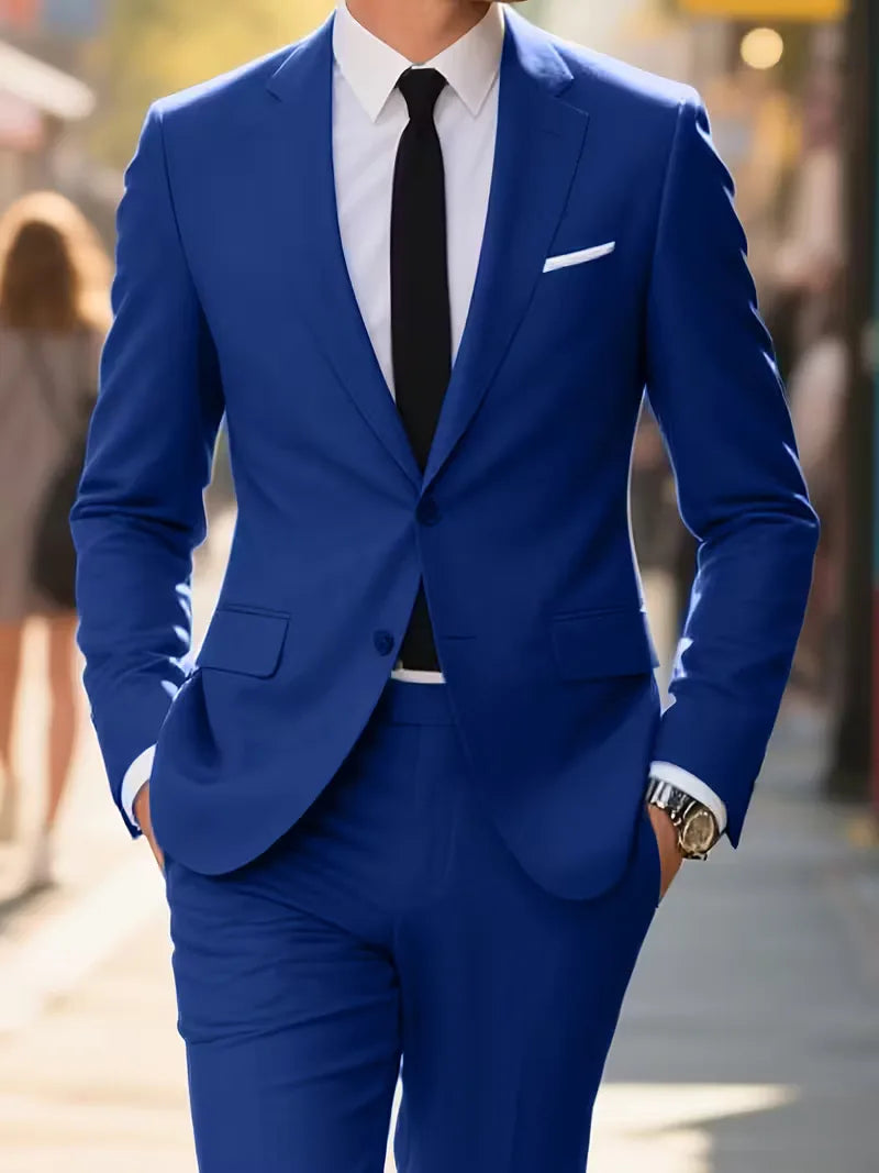 Elegante slimfit herenblazer, modieus met dubbelrij knopen. Ideaal voor zakelijk of informeel gebruik.