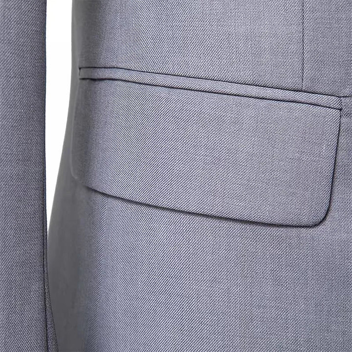 Zwarte heren slimfit blazer met moderne dubbele knoopsluiting, elegant en veelzijdig.