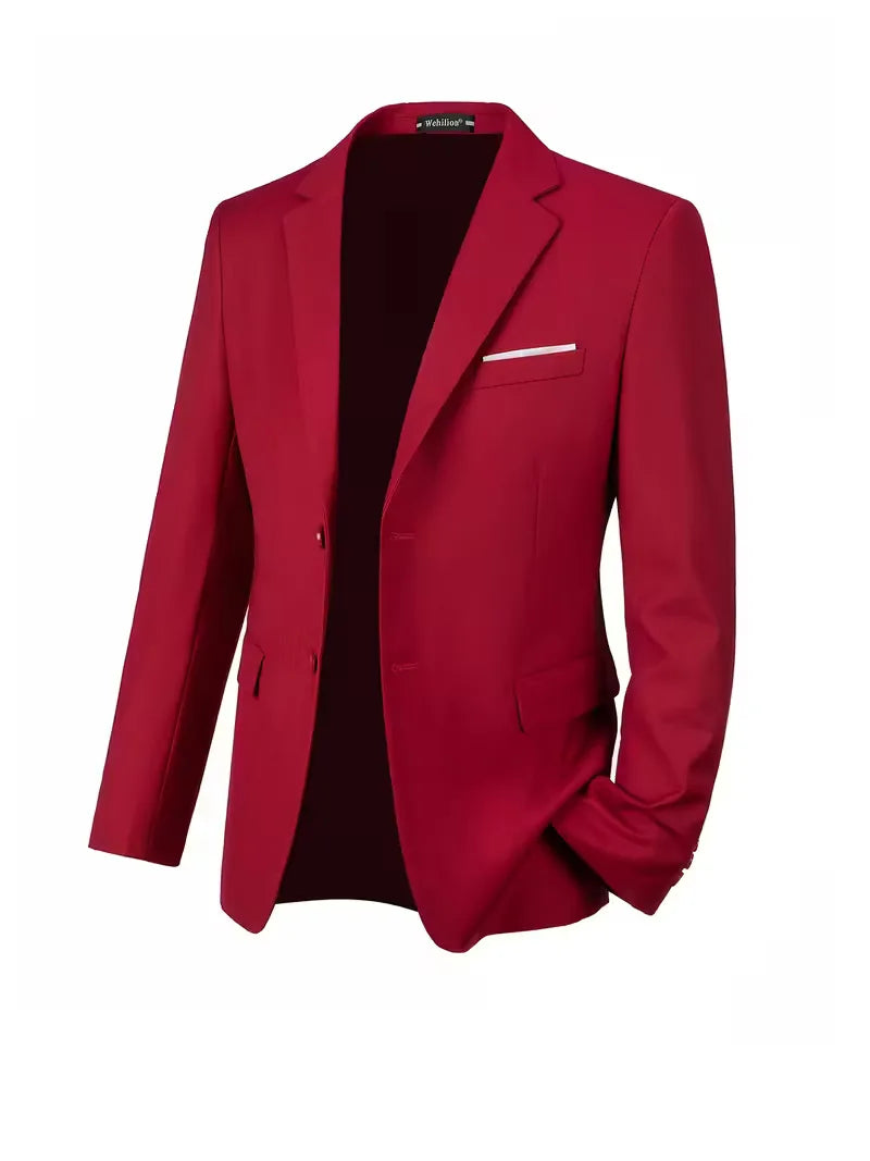 Achterkant van de heren slimfit blazer, toont strakke lijnen en casual, modern design.