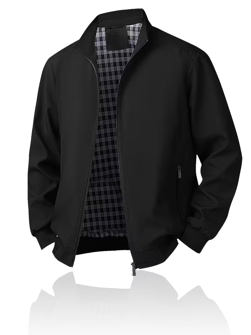 Donkerblauw heren Harrington jack, lichtgewicht voor lente/herfst, moderne look.