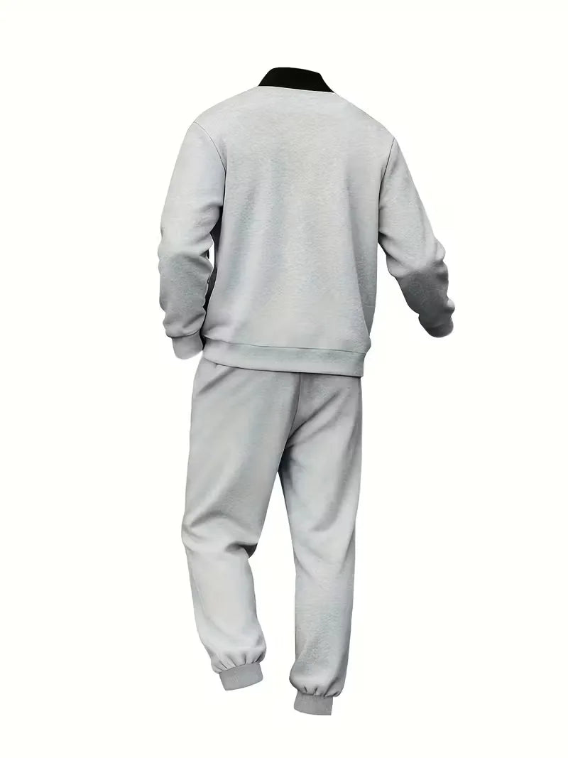Warme heren casual set voor najaar, comfortabele jas & broek.