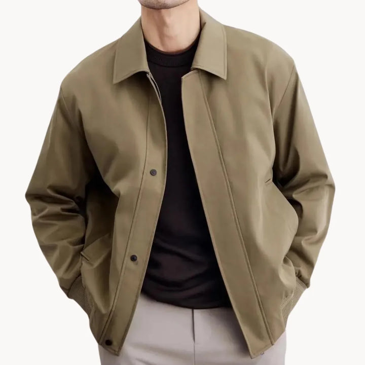 Heren casual jas met knopen, rechte snit en elastische boord; modieuze herfstjas.