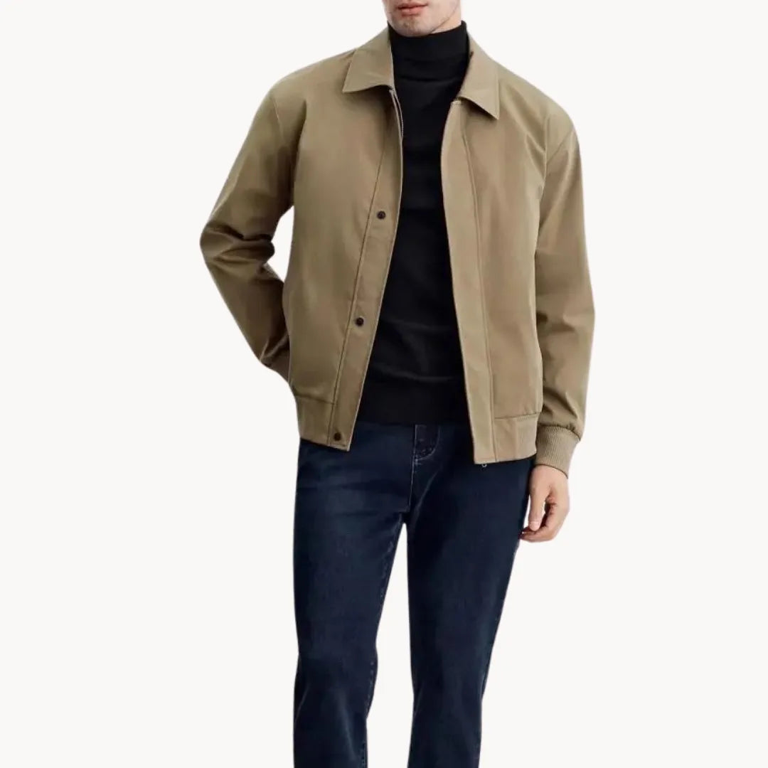 Modieuze heren bovenkleding: casual jas met knopen, elastische boord en lange mouwen.