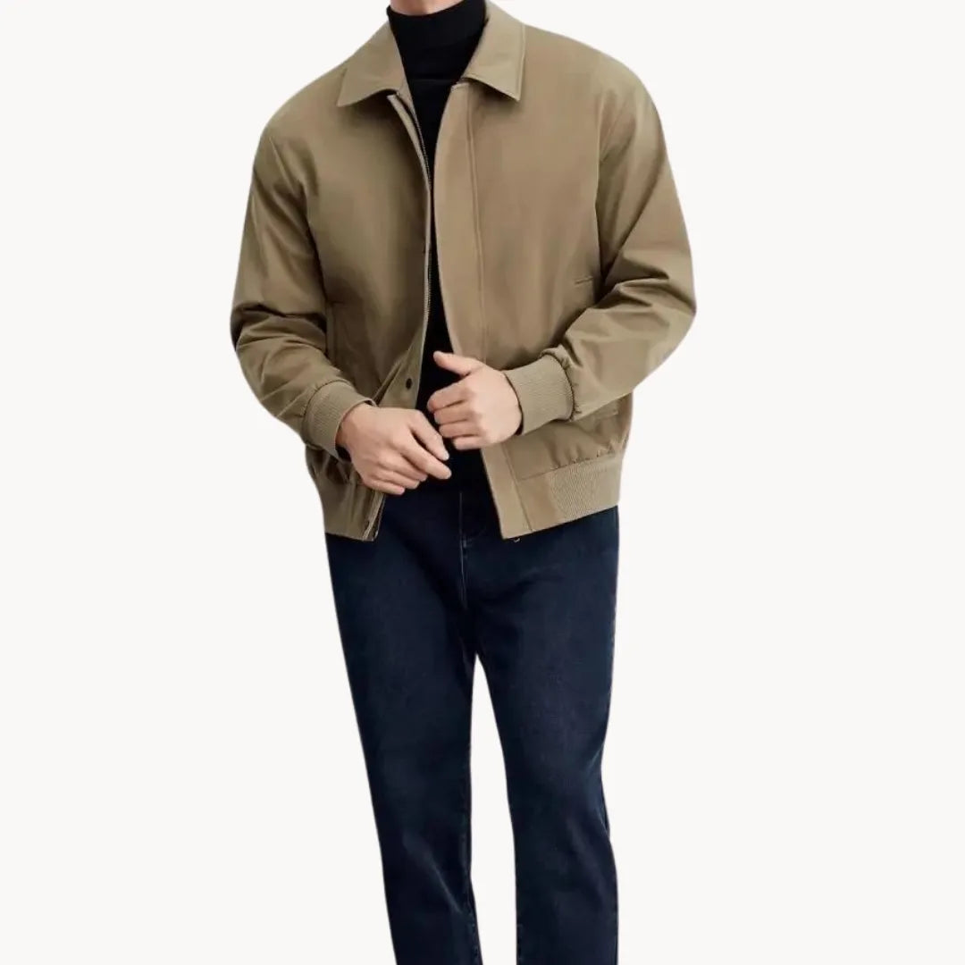 Stijlvolle heren casual jas met knoopsluiting en elastische boord voor een moderne look.