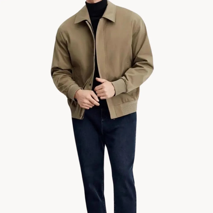 Stijlvolle heren casual jas met knoopsluiting en elastische boord voor een moderne look.