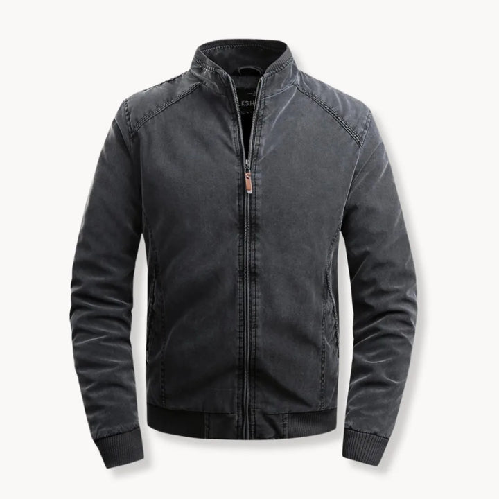Mannen casual bomberjack met opstaande kraag en ritssluiting, ideaal voor lente en herfst.