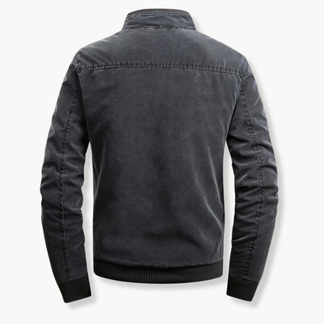 Regular fit heren bomberjack met opstaande kraag en rits. Comfortabele casual buitenkleding.