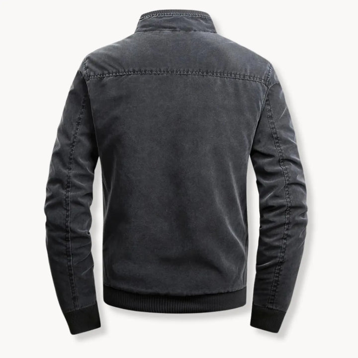 Regular fit heren bomberjack met opstaande kraag en rits. Comfortabele casual buitenkleding.