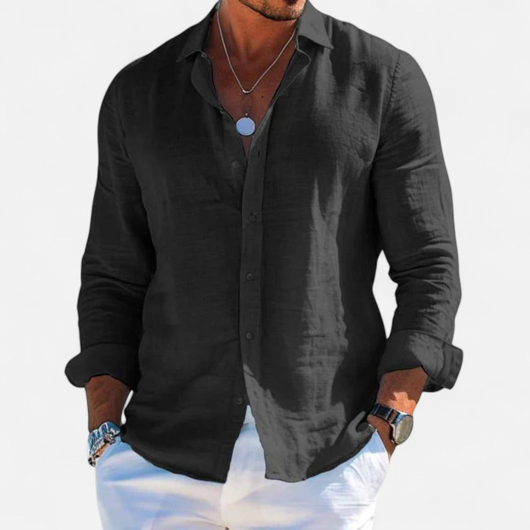 Heren mode: casual overhemd met lange mouwen, comfort en stijl gecombineerd.
