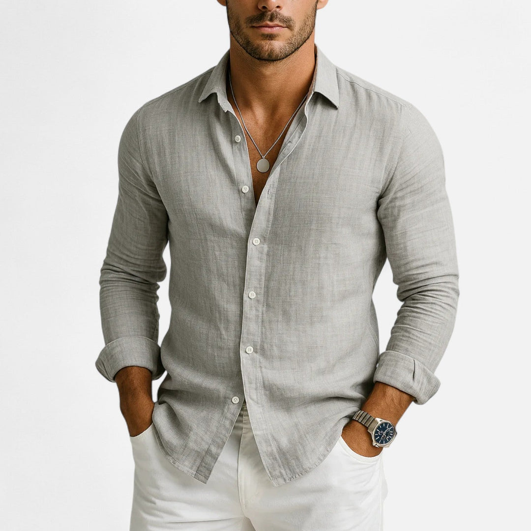 Comfortabel heren overhemd met lange mouwen, ideaal voor een relaxte look.