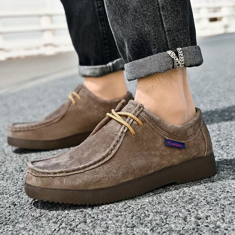 Warme heren casual veterschoenen met antislip zool, perfect voor koude herfst/winterdagen.