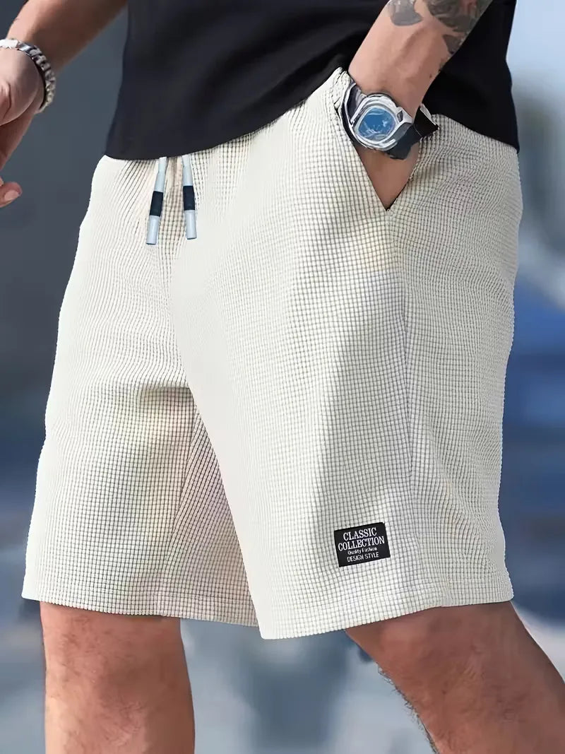 Heren casual shorts met trekkoord en zakken, perfect voor zomer en vrije tijd.