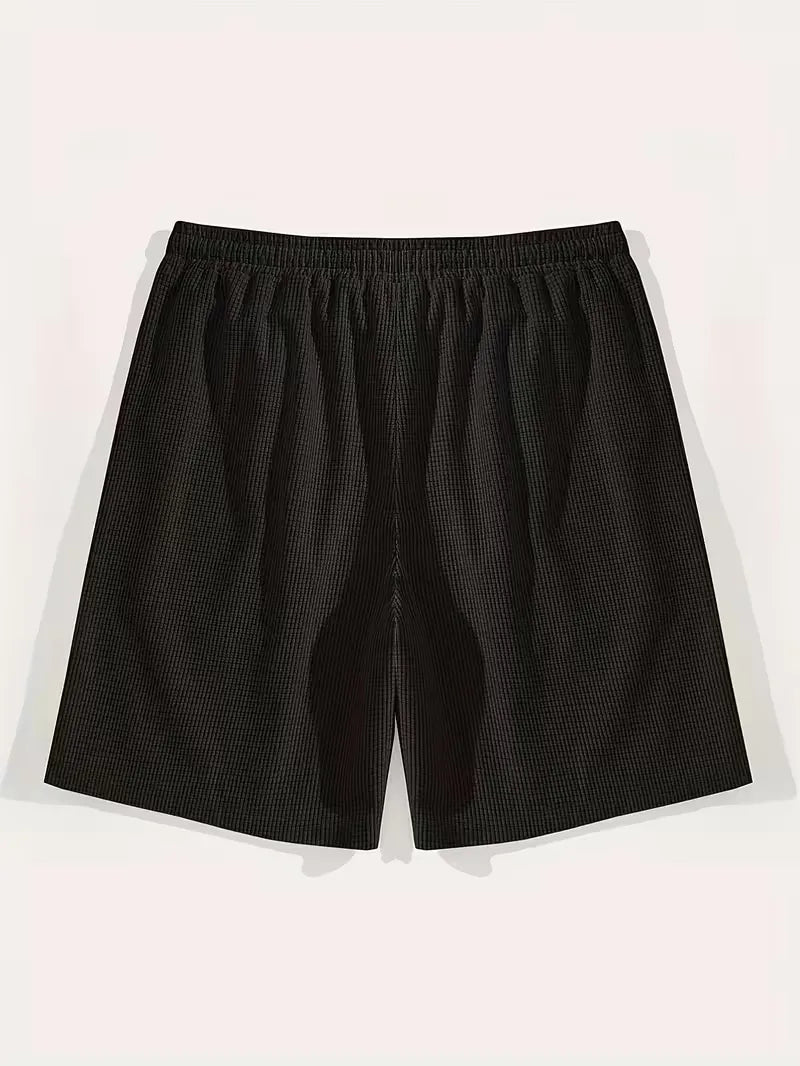 Heren trekkoord shorts, donkerblauw, met handige zakken; de ideale casual zomerbroek.