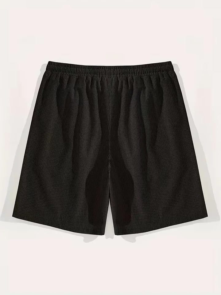 Heren trekkoord shorts, donkerblauw, met handige zakken; de ideale casual zomerbroek.