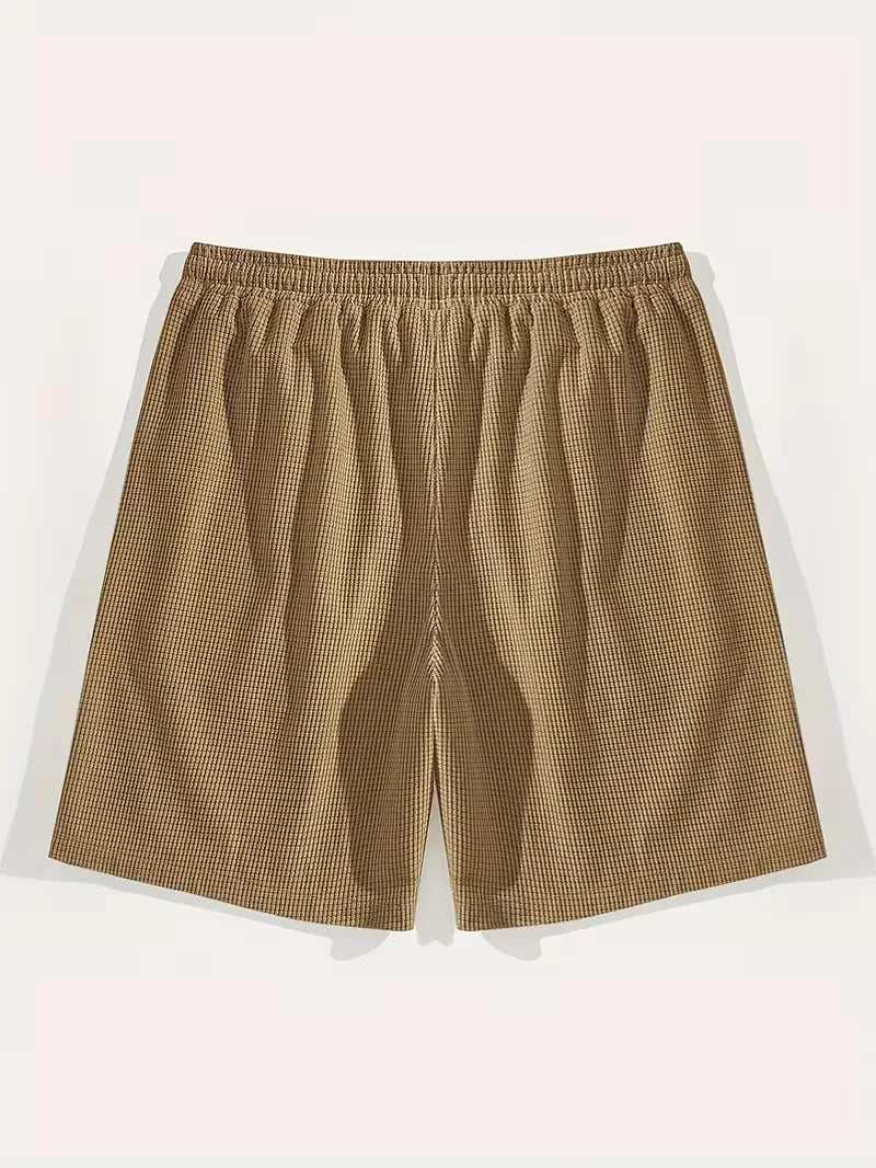 Marineblauwe heren vrijetijdsshorts met trekkoord voor een relaxte, comfortabele look.